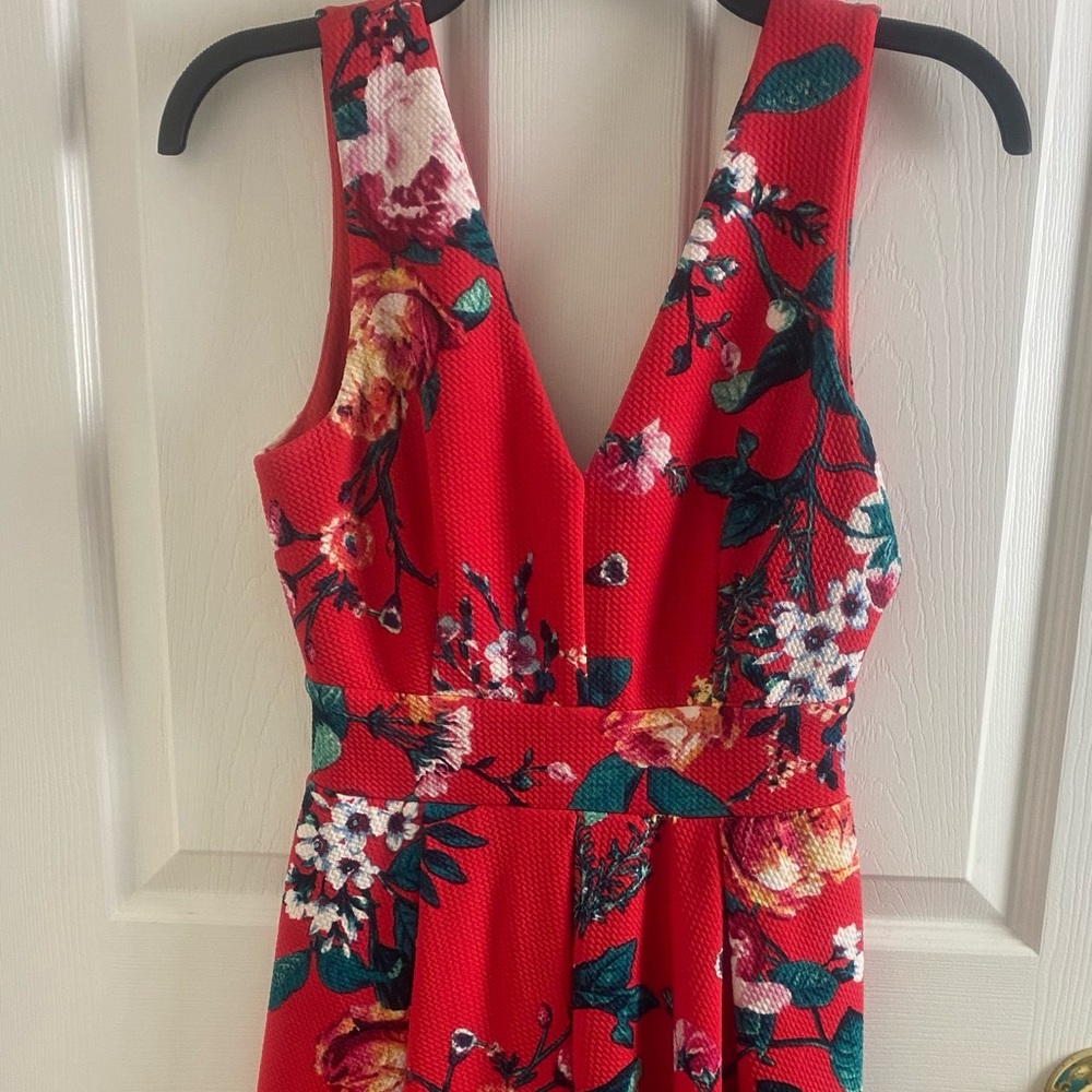 Floral Red Short sleeve dress